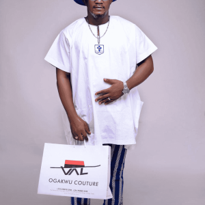 Modern Men’s Trad White Top with Blue Ankara patterned Pants*